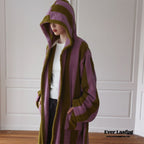 Modern Striped Cotton Bathrobe Set / Pink