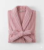 Modern Striped Cotton Bathrobe Set / Pink