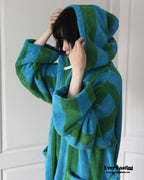 Modern Striped Cotton Bathrobe Set / Purple
