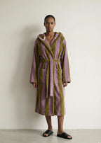 Modern Striped Cotton Bathrobe Set / Purple