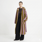 Modern Striped Cotton Bathrobe Set / Purple