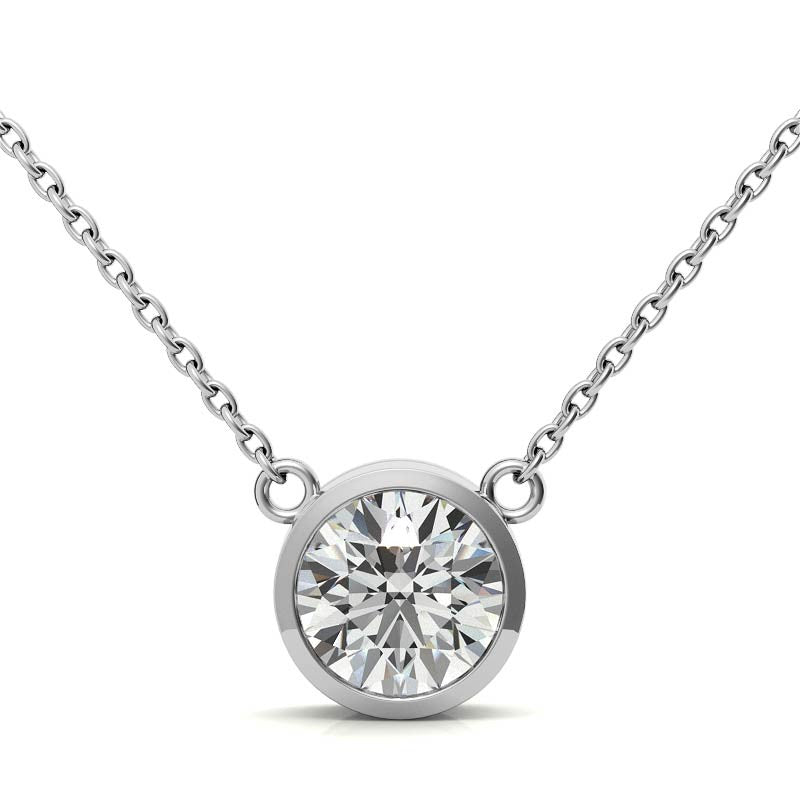 3 CTW Bezel Lab-Grown Diamond Pendant — 14K Gold