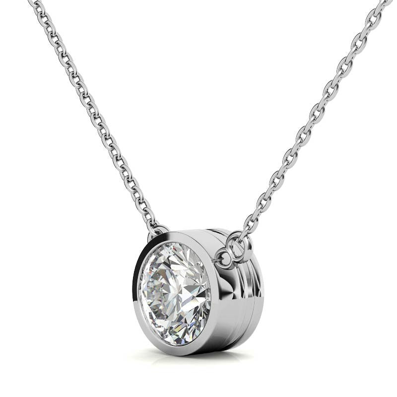 3 CTW Bezel Lab-Grown Diamond Pendant — 14K Gold