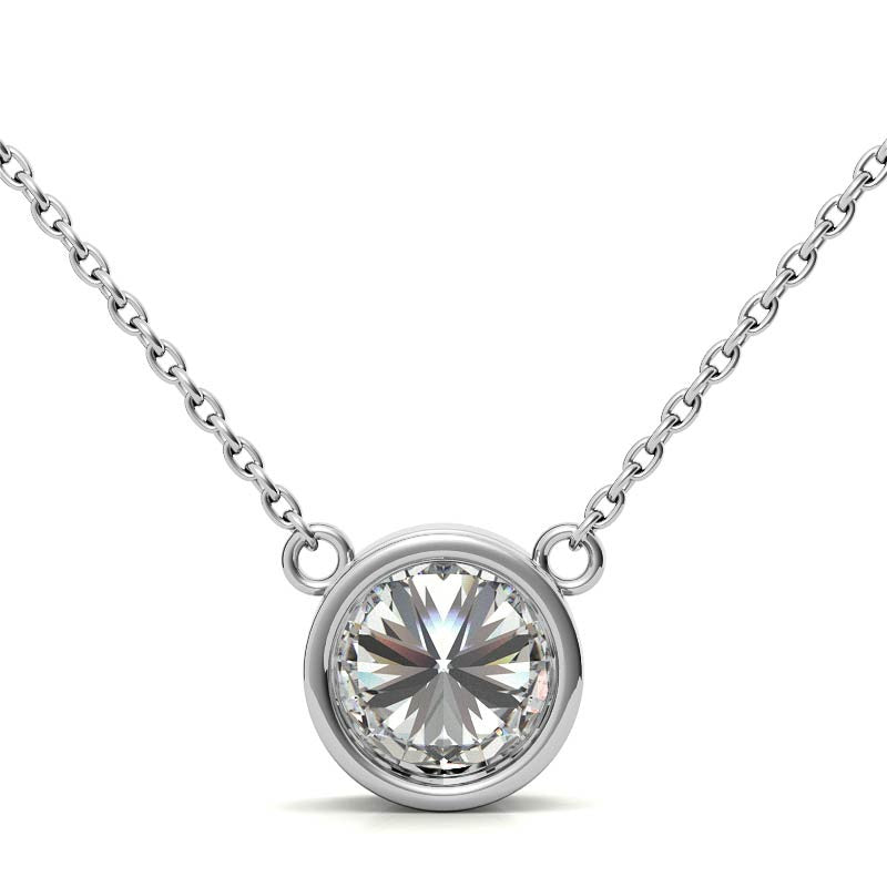 3 CTW Bezel Lab-Grown Diamond Pendant — 14K Gold