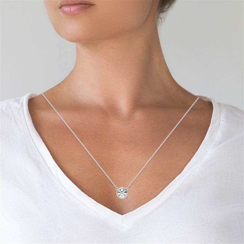 3 CTW Bezel Lab-Grown Diamond Pendant — 14K Gold