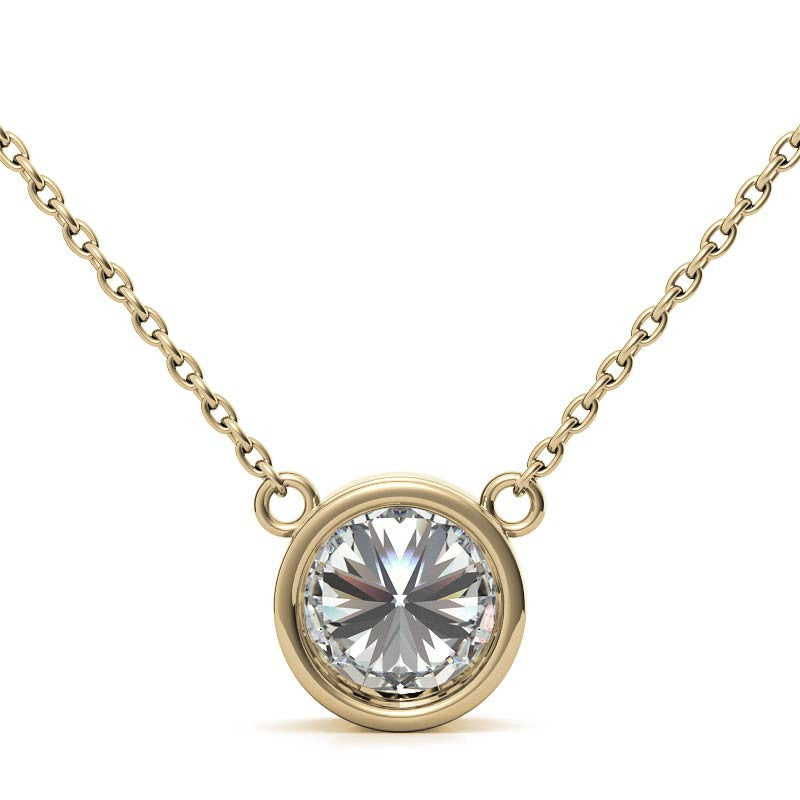 3 CTW Bezel Lab-Grown Diamond Pendant — 14K Gold