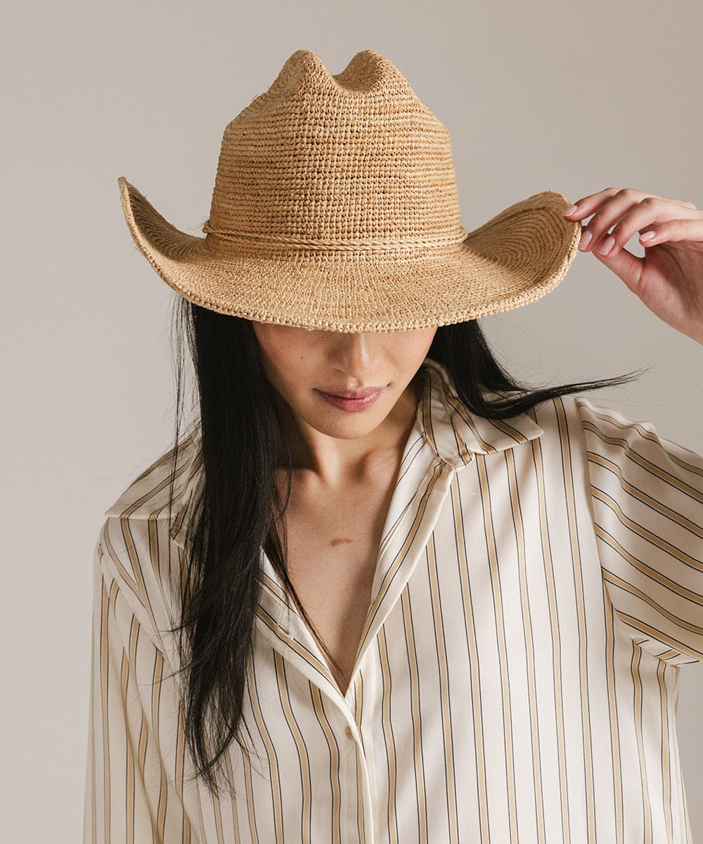 Ames Packable Raffia Cowboy Hat